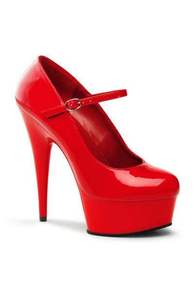 Delight Red High Heel Platform Mary Jane Shoes