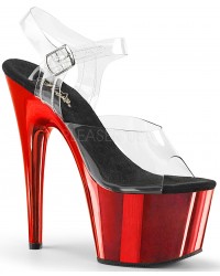 Red Chrome Platform Clear Strap Platform Sandal