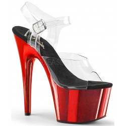 Red Chrome Platform Clear Strap Platform Sandal