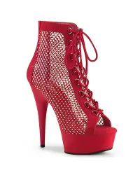 Delight Rhinestone Net Red Platform Ankle Boots