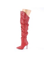 Classique Red Scrunch Thigh High Boot