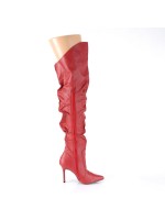 Classique Red Scrunch Thigh High Boot