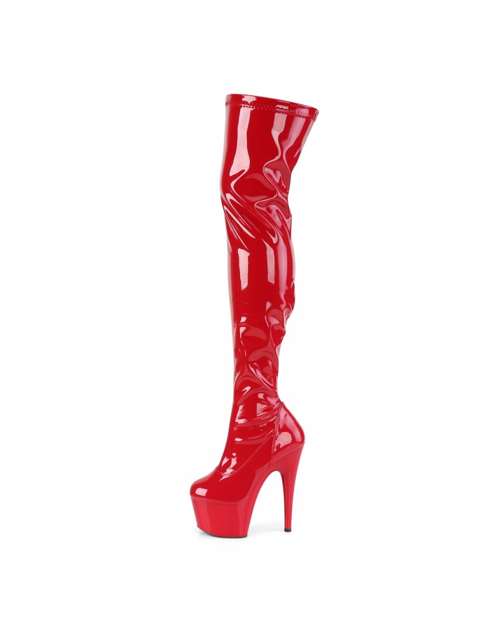 Adore Platform Thigh High Boot 6.5 Inch Heel | Red Thigh High Boots