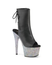 Black Glitter Platform Ankle Boots