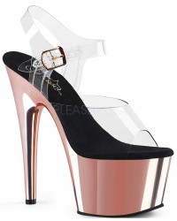 Rose Gold Chrome Platform Clear Strap Platform Sandal