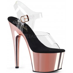 Rose Gold Chrome Platform Clear Strap Platform Sandal