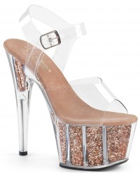 Rose Gold Glitter Filled Clear Platform Adore Sandals