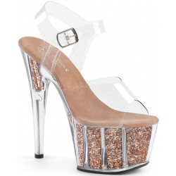 Rose Gold Glitter Filled Clear Platform Adore Sandals