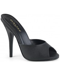 Black Matte High Heel Peep Toe Slide