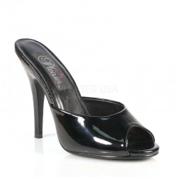 Black Patent High Heel Peep Toe Slide