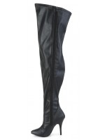 Seduce Black Faux Leather Wide Calf Thigh High Boots