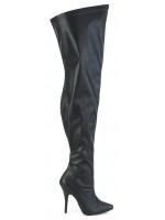 Seduce Black Faux Leather Wide Calf Thigh High Boots