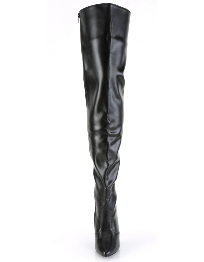 Black Thigh High Boots in Matte Faux Leather