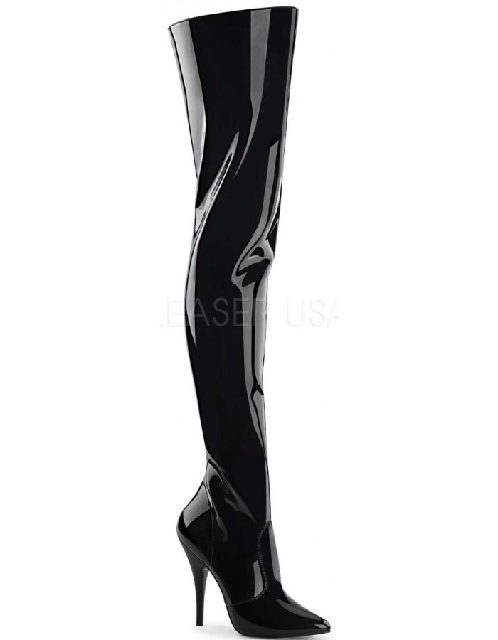 patent thigh high boots