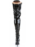 Seduce Black Patent Lace Up Thigh High Boots