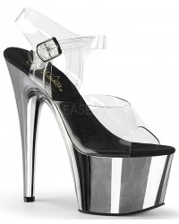 Silver Chrome Platform Clear Strap Platform Sandal