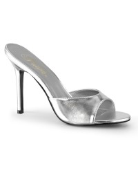 Classique Silver Faux Leather 4 Inch Mule