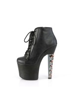 Hex Skull Heeled Black Platform Bootie