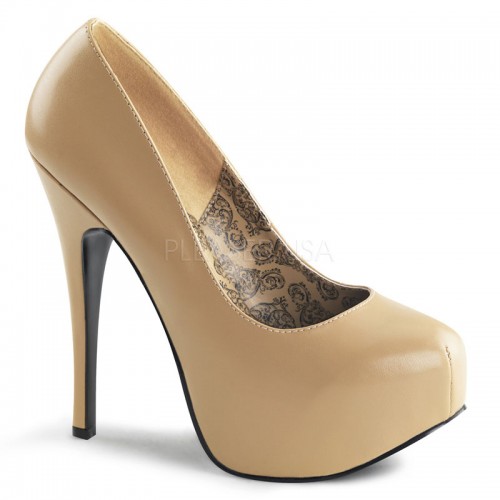 tan platform pumps