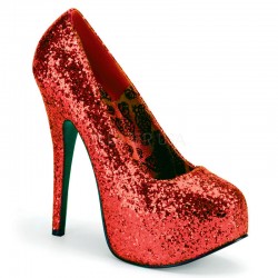 Teeze Red Wide Width Glitter Platform Pump