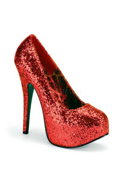 Teeze Red Wide Width Glitter Platform Pump