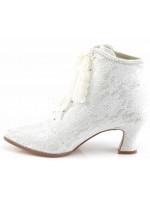 Victorian Jane Ivory Lace Ankle Boots