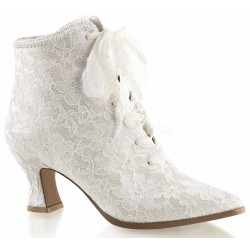 Victorian Jane Ivory Lace Ankle Boots