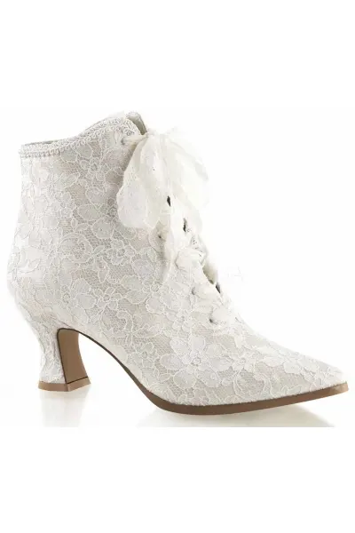 Victorian Jane Ivory Lace Ankle Boots