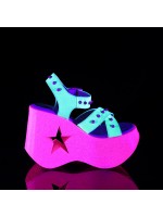 Dynamite Star Neon Lime and Pink Platform Sandal