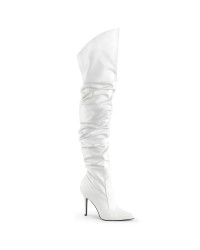 Classique White Scrunch Thigh High Boot