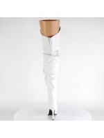 Classique White Scrunch Thigh High Boot