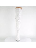 Classique White Scrunch Thigh High Boot