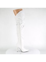 Classique White Scrunch Thigh High Boot