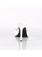 Classique White Faux Leather 4 Inch Mule