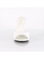 Classique White Faux Leather 4 Inch Mule