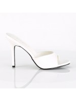 Classique White Faux Leather 4 Inch Mule