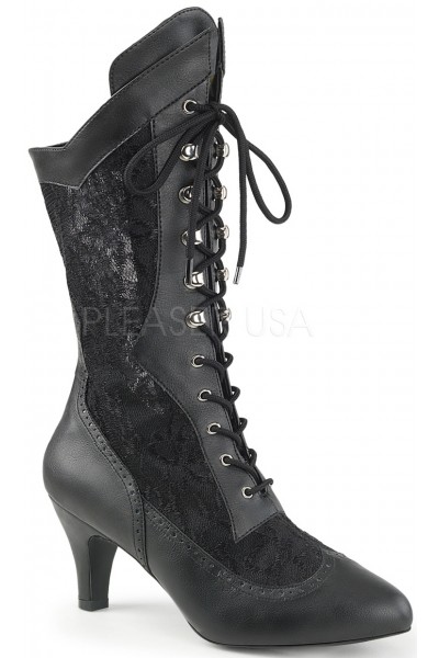 Divine Wide Width Black Victorian Platform Boots