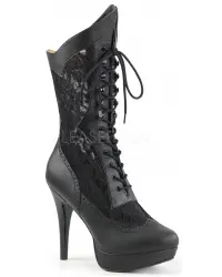 Chloe Wide Width Black Victorian Platform Boots