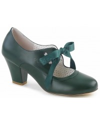 Wiggle Vintage Style Mary Jane Shoes in Forest Green