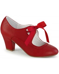 Wiggle Vintage Style Mary Jane Shoes in Red Faux Leather