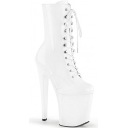 Xtreme 8 Inch High White Patent Granny Boots