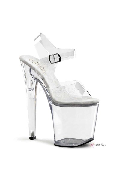 Clear Xtreme 8 Inch High Platform Sandal Stripper Shoes